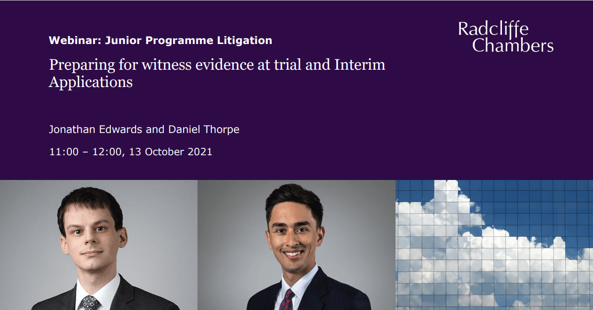 'Preparing for witness evidence at trial' and 'Interim Applications' - Junior Programme: Litigation